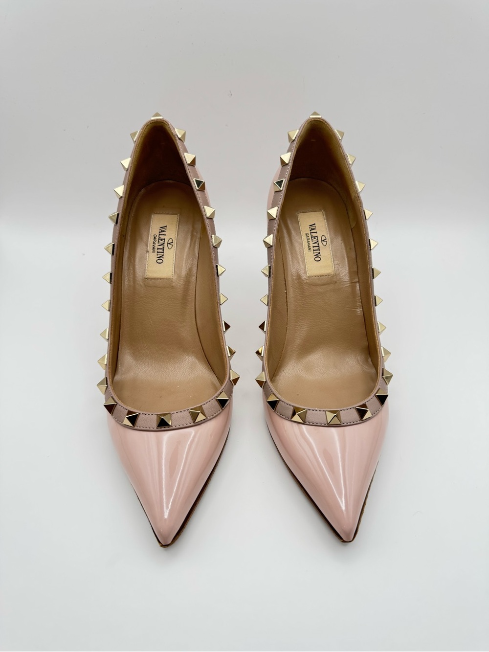 Valentino Garavani Rockstud Pumps Nude Pink Patent Leather Heels EU 36.5 - Picture 2 of 10